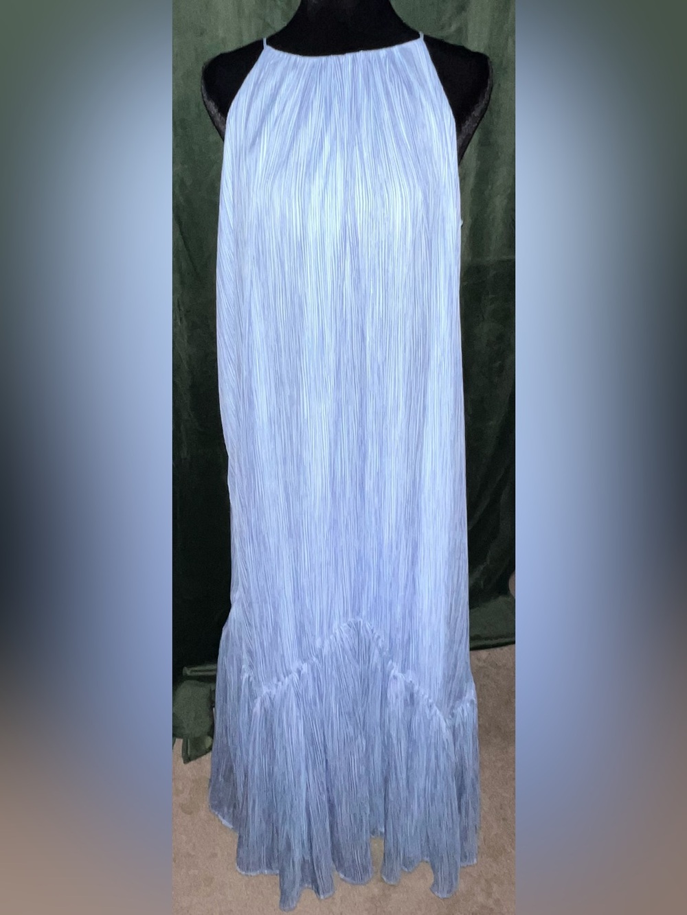 LOFT NWT Pale Blue Pleated Halter Maxi Dress